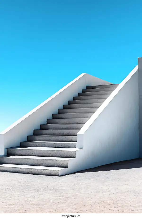 Modern Concrete Steps Against a Blue Sky