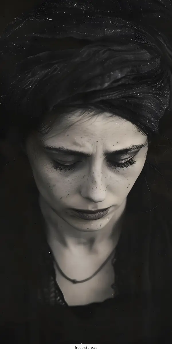 Closeup Portrait of Woman Wearing a Headscarf