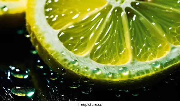 Close-up of a juicy lemon slice