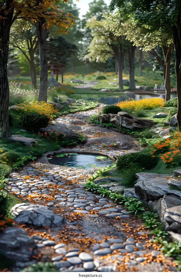 The path in the park in autumn