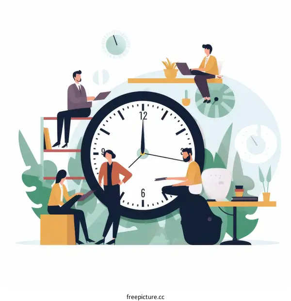 Multiracial Group of People Working Together in Modern Office