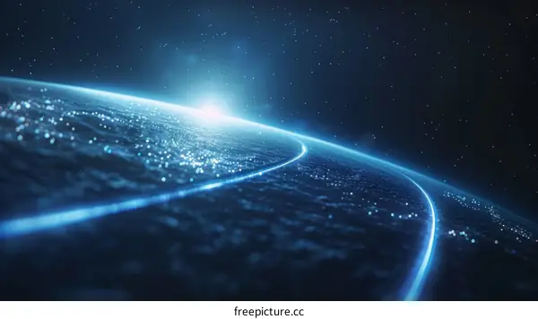 Blue and Black Illustration of Earth's Surface