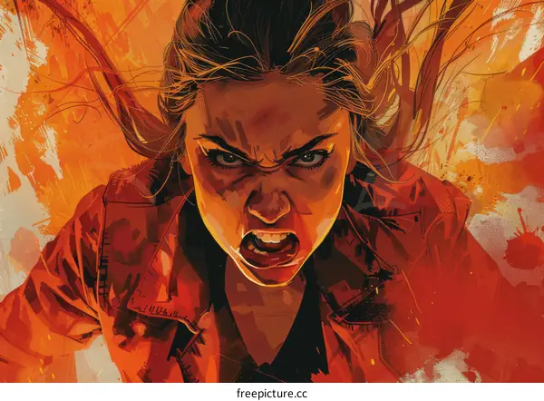 Portrait of a fierce looking woman