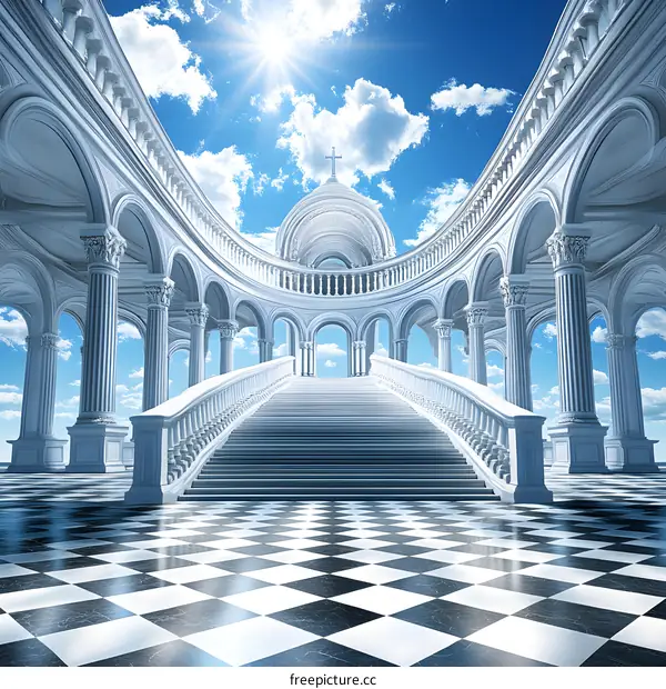 White Marble Stairway Leading to Heaven