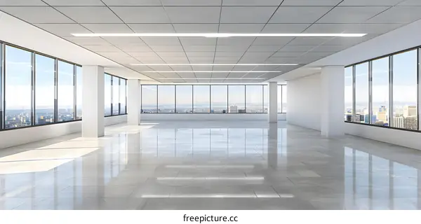 Modern Empty Office Space with City View