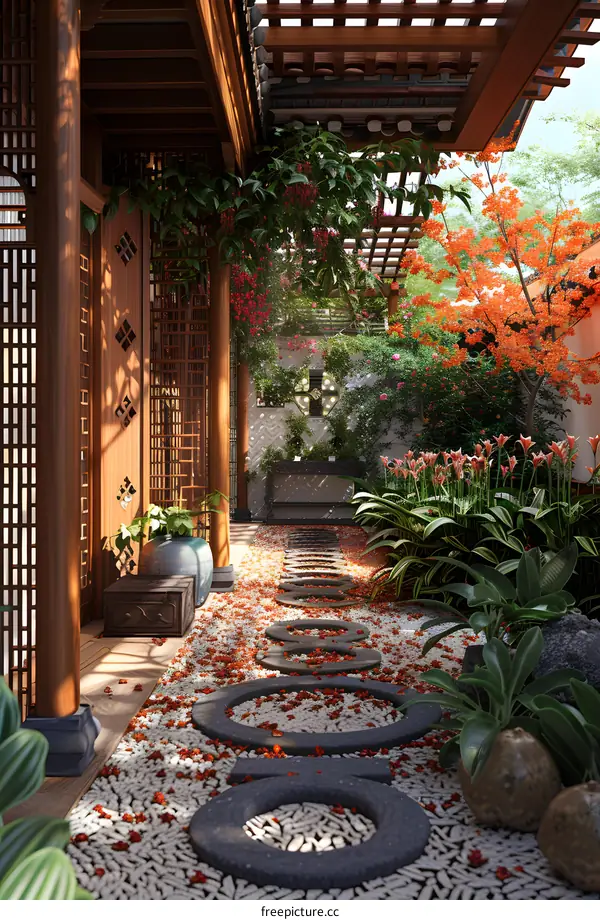 Peaceful Japanese Garden Pathway