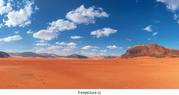 Captivating Desert Horizon Under Blue Sky and Clouds