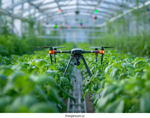 Drone Soaring Over Verdant Field