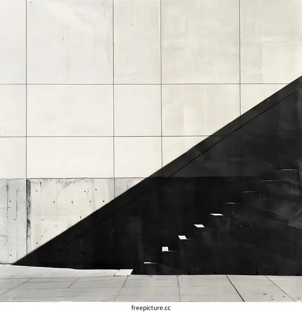 Concrete Stairs and Wall With Diagonal Shadow