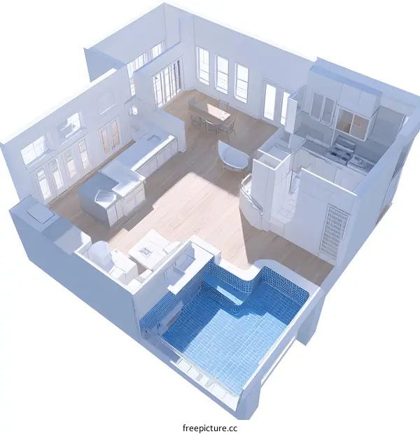 Modern House Design With Indoor Pool And Kitchen