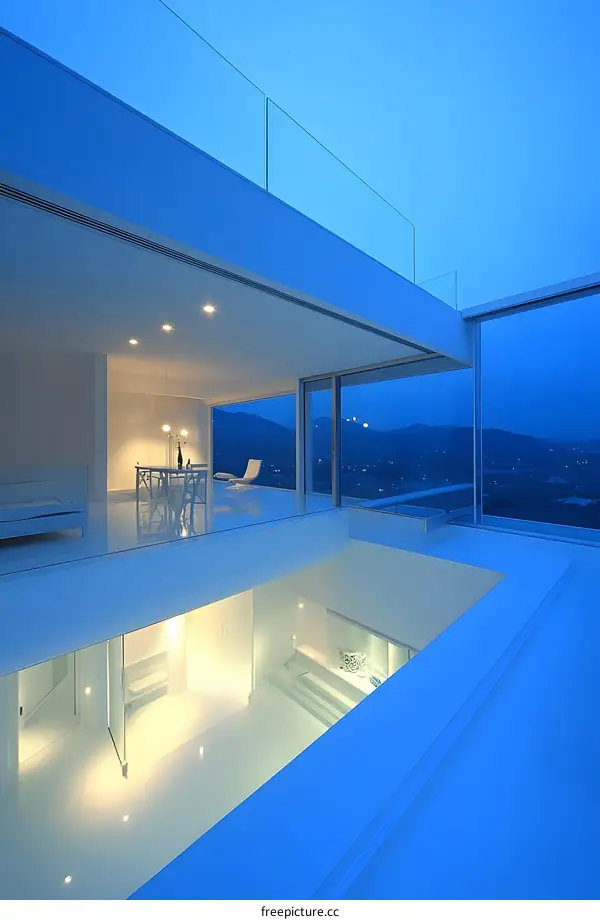 Modern Minimalist Home Interior Design with Glass Walls and Panoramic Mountain Views
