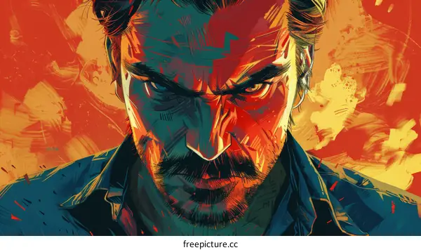 Close-up portrait of a man with a beard and mustache