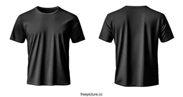 [Transparent Background PNG]Blank Black T-shirt Mockup Front and Back View