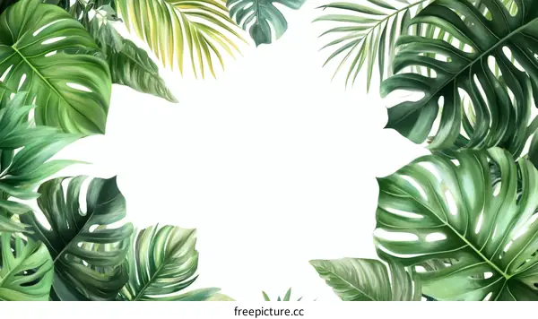 Tropical Green Leaves Illustration Background