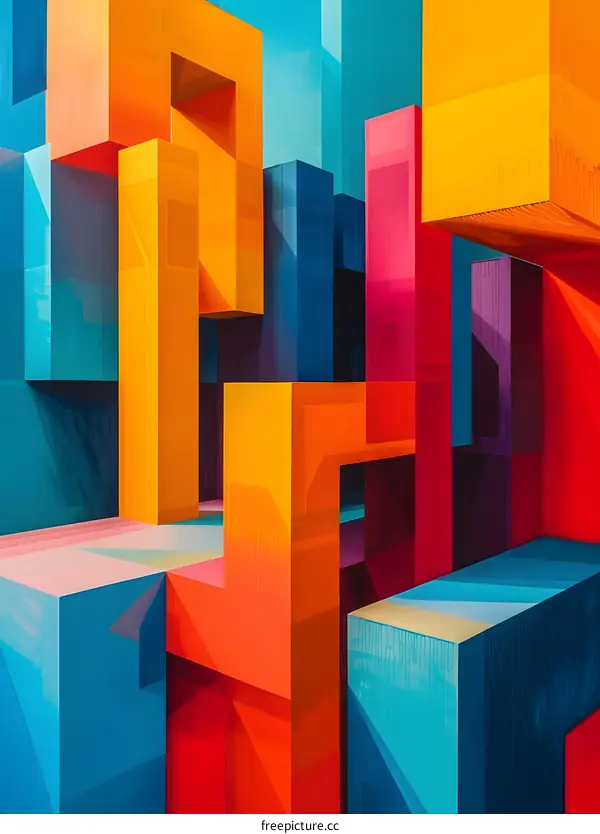 Abstract Colorful Geometric Shapes 3D Illustration