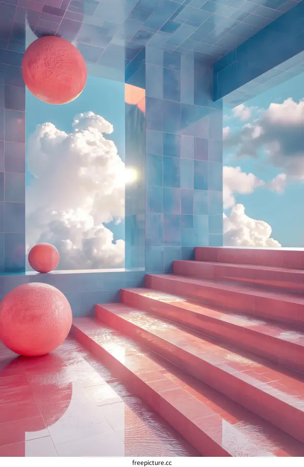 Abstract Pastel Staircase Design Illustration