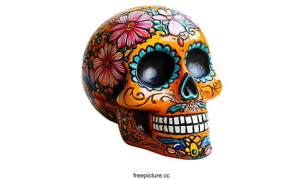 [Transparent Background PNG]Colorful Decorated Skull Ornament