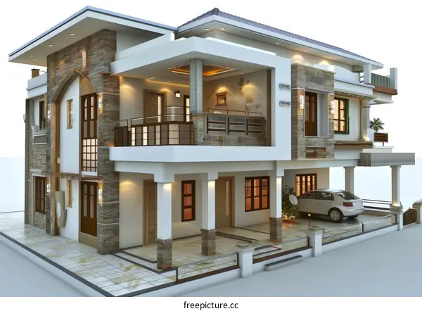 Modern Architectural Design of a Multi-Storey House