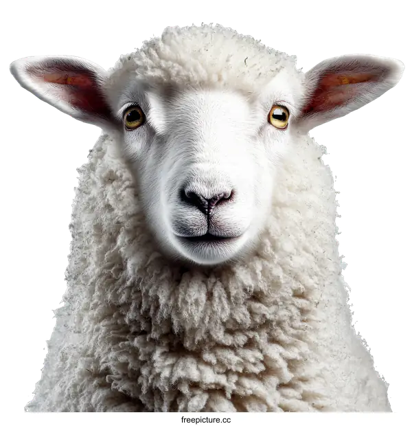 [Transparent Background PNG]Close-up Portrait of a White Sheep