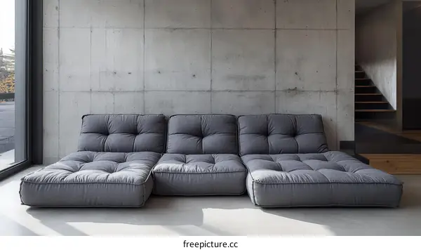 Modern Grey Modular Sofa in Contemporary Living Room