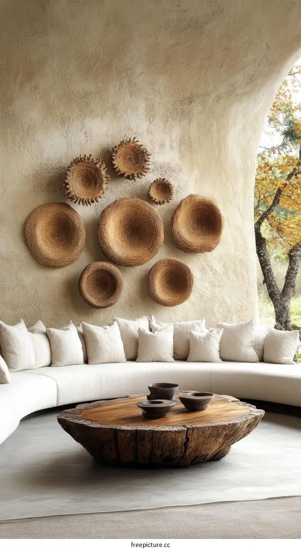 Modern Minimalist Living Room with Unique Coffee Table