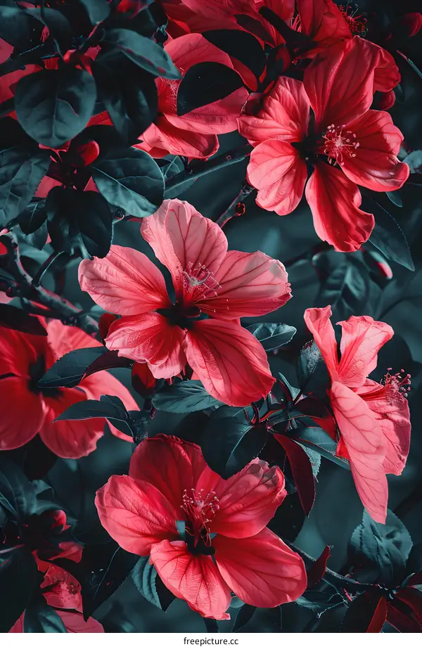Close Up of Pink Hibiscus Flowers