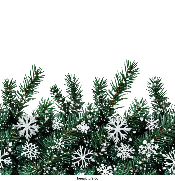 [Transparent Background PNG]Christmas Fir Branches with Snowflakes Decoration