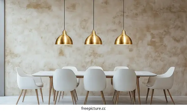 Modern Dining Room with Gold Pendant Lights
