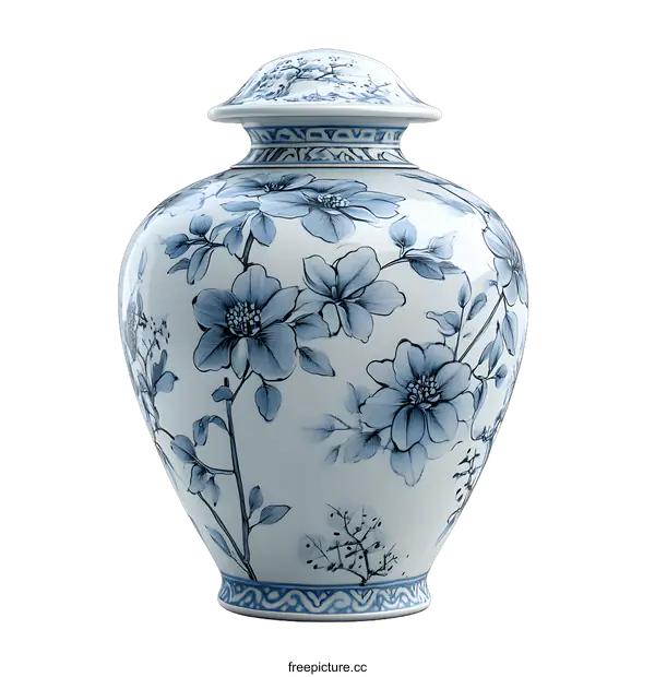 [Transparent Background PNG]Chinese Porcelain Vase with Floral Design