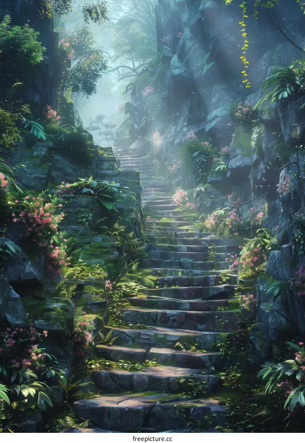 Stairway Through Enchanting Garden