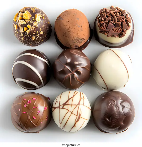 An assortment of delicious chocolate truffles
