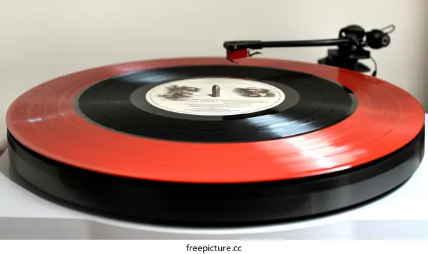 Vintage Red and Black Vinyl Record Player