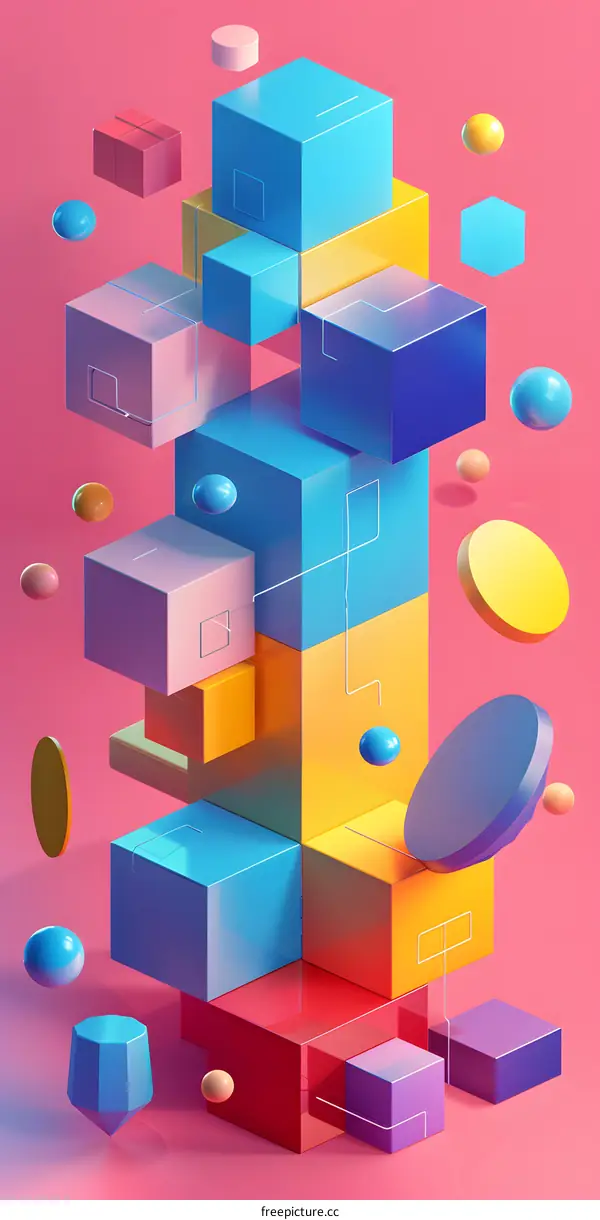 Abstract 3D Colorful Shapes  Geometric Background