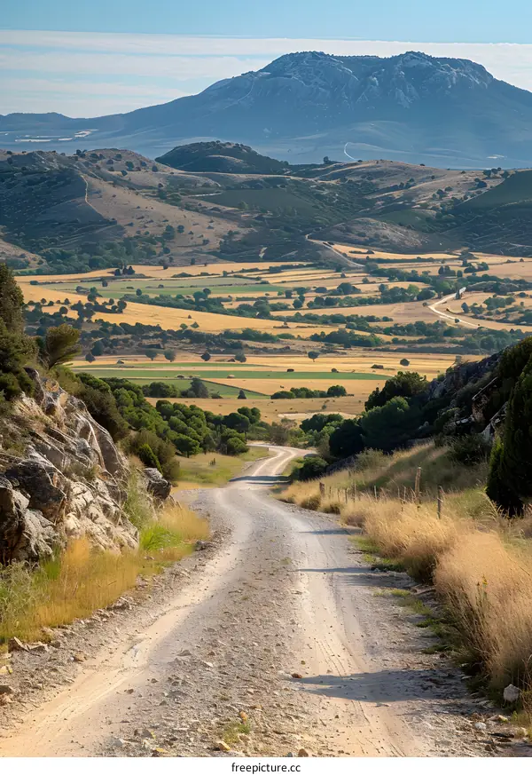 Gravel Road Through a Mountainous Landscape