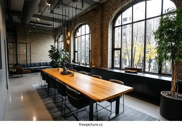 Modern Industrial Office Space with Large Windows