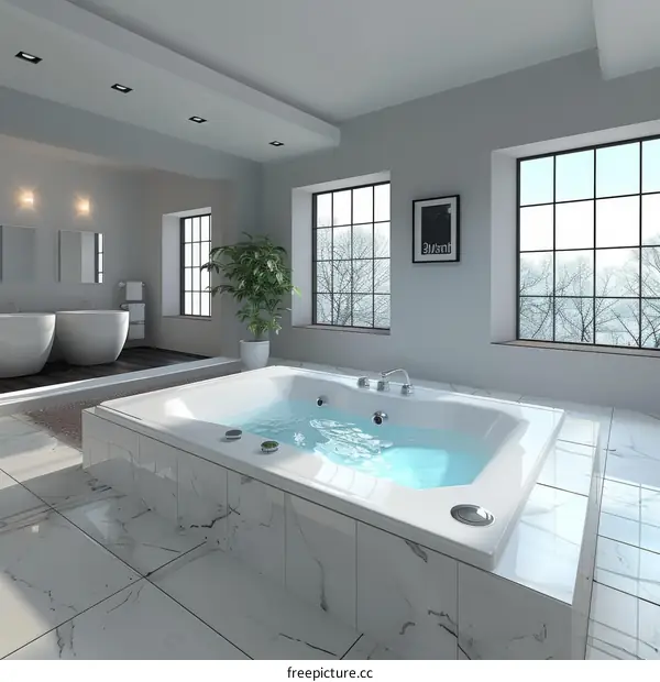 Modern bathroom interior with a jacuzzi