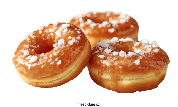 [Transparent Background PNG]Three Delicious Glazed Donuts with Sugar Sprinkles