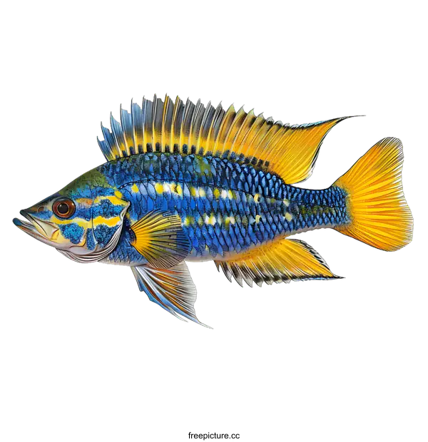 [Transparent Background PNG]A colorful reef fish with yellow fins