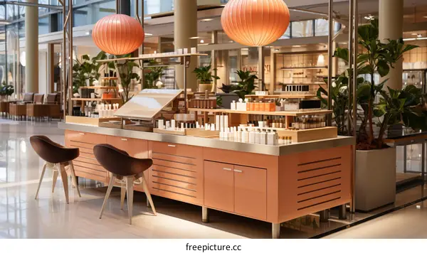 Retail Store Island Display with Products and Shelving