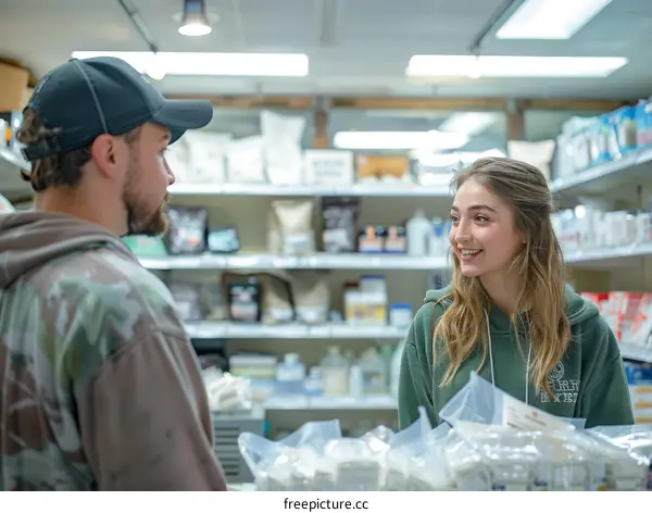Two people in a store