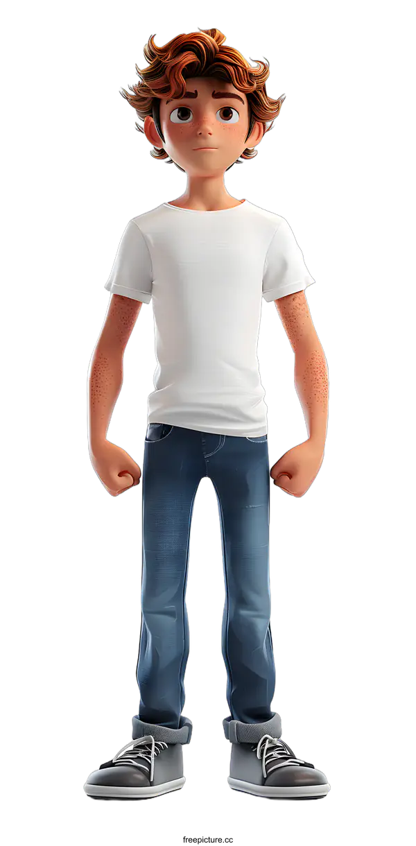 [Transparent Background PNG]3D rendering of a young boy