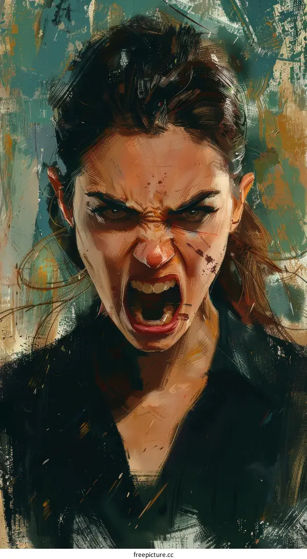 Portrait of a woman screaming