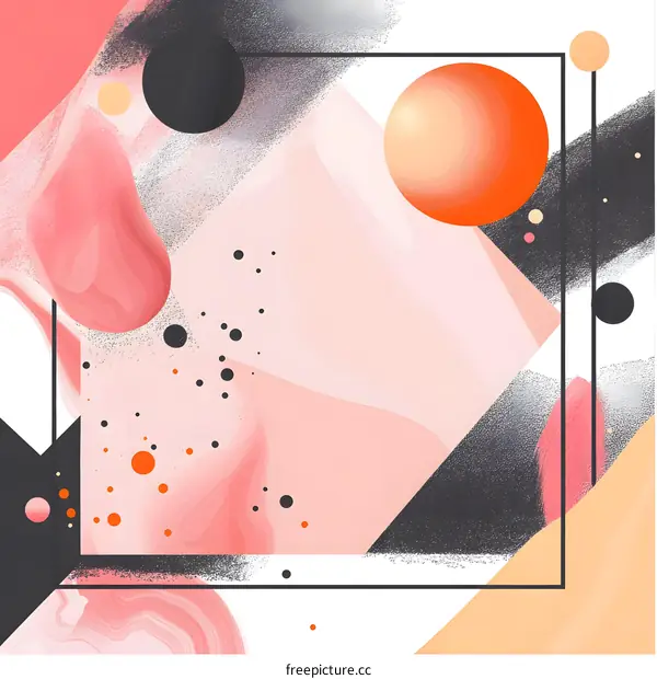 Abstract Geometric Shapes with Pink, Orange, and Black Colors