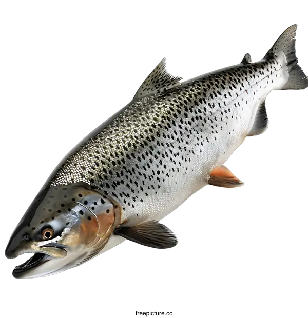 [Transparent Background PNG]A large brown trout fish isolated on white background