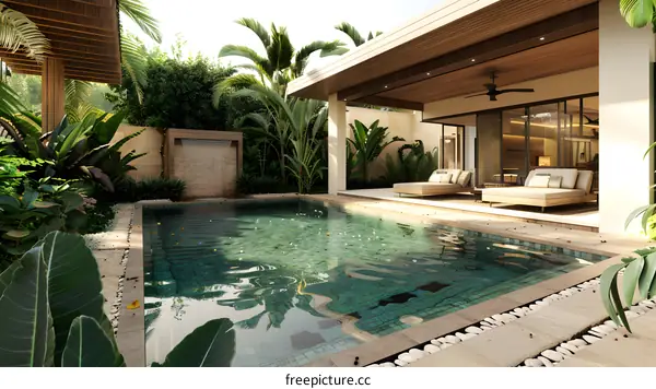 Tropical Villa with Private Pool and Lush Greenery