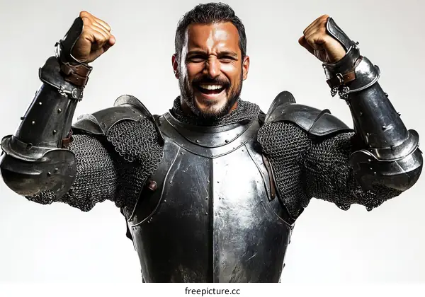 Medieval Knight Posing in Full Armor