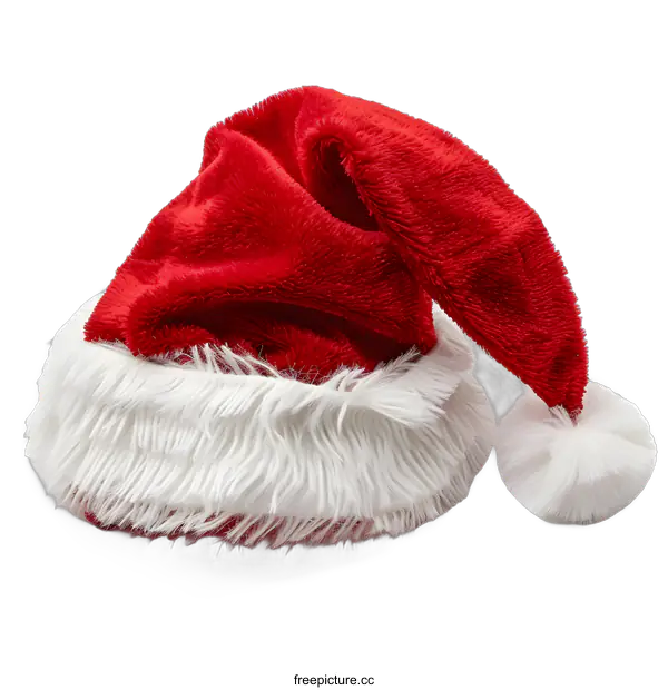 [Transparent Background PNG]Red Santa Claus Hat with White Fur Trim