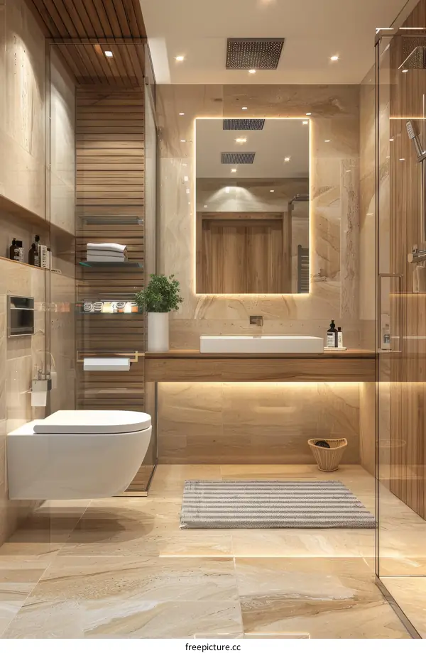 Modern Elegant Beige Bathroom Interior Design