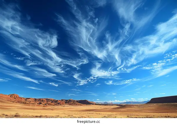 Cirrus clouds over the mountains