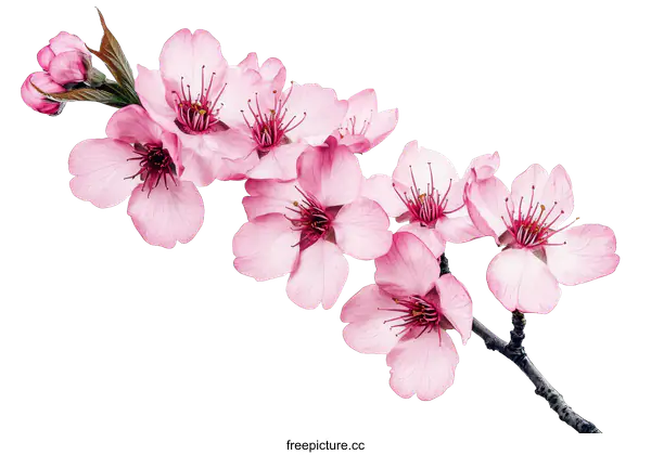 [Transparent Background PNG]Delicate Pink Cherry Blossoms in Close-up